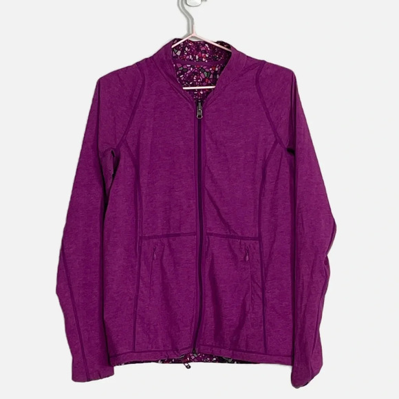 Lululemon Athletica Real Quick Jacket Women’s Reversible Violet Print Plum Sz 4 - Picture 2 of 13